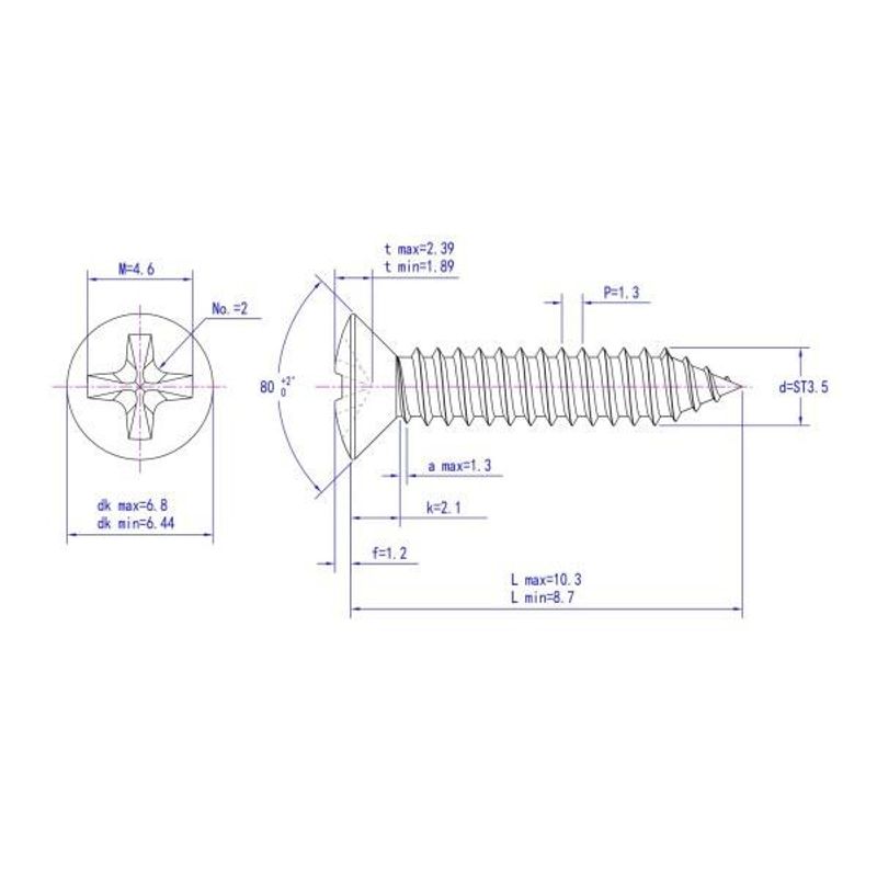 3,5x9,5 Plateskrue 50 stk Linsehode Syrefast A4