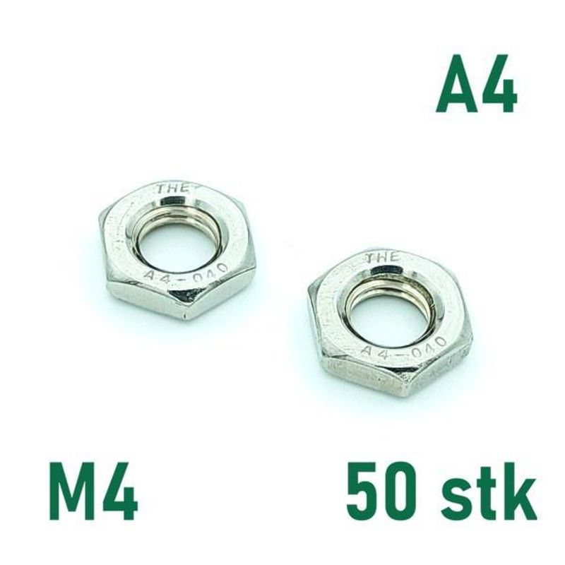 M4 Mutter lav 50 stk  Syrefast A4