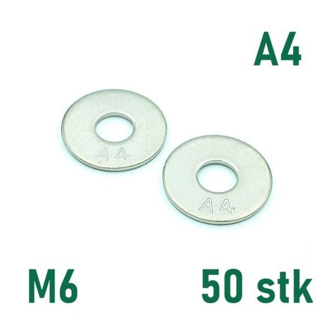 Hovedbilde M6 Planskive 50 stk Syrefast A4